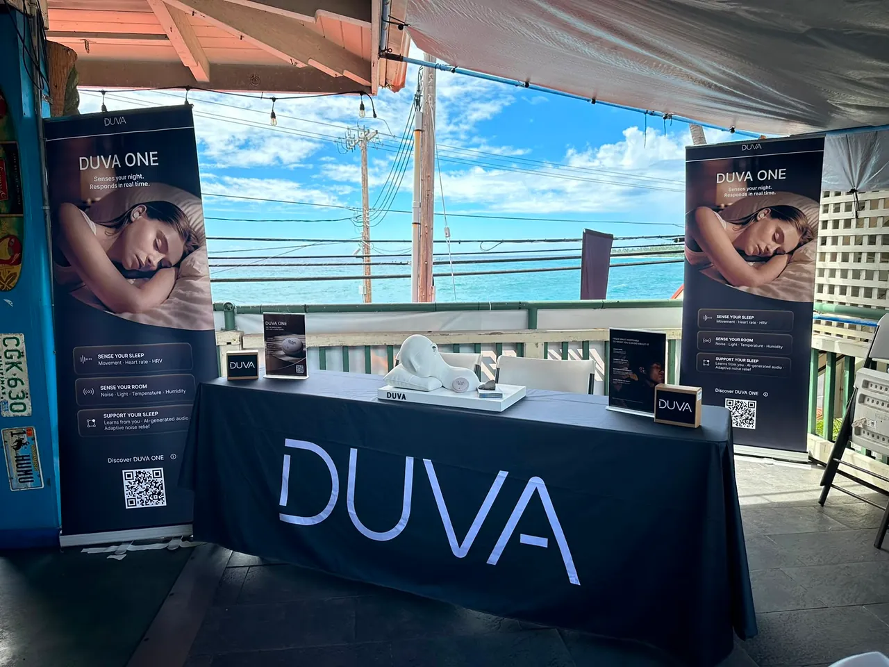 DUVA ONE on display at the oceanside DUVA booth in Kona
