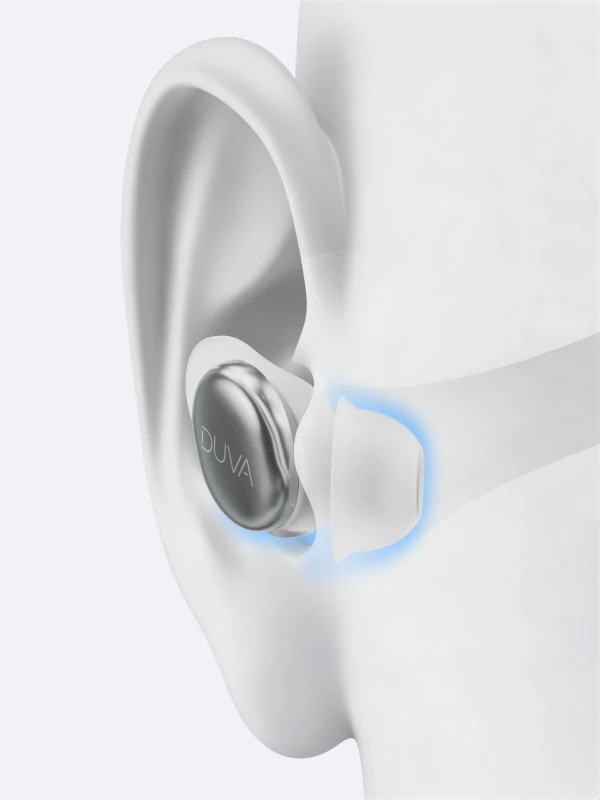 DUVA ONE sitting flush with the ear