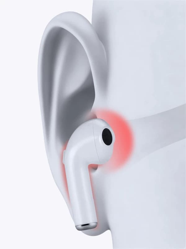 Regular earbud protruding from the ear